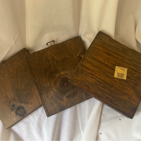 Set of Three (3) Vintage 1970s Hand-painted Green Apple Wooden Plaque Wall Art - Picture 2 of 10